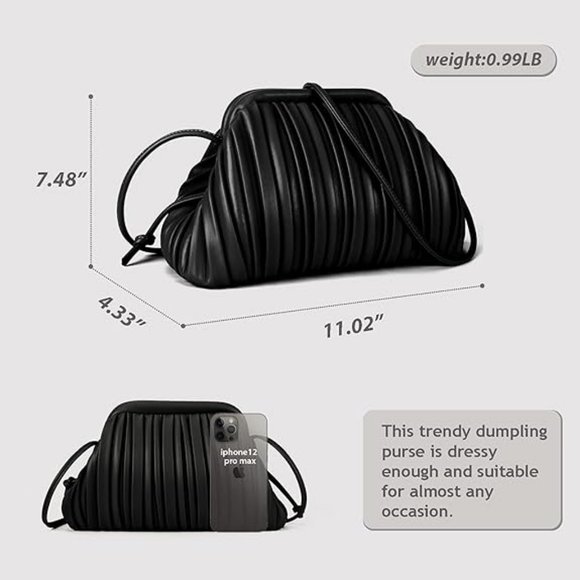 GLITZALL Clutch Purse for Women, Designer Cloud Handbag with shoulder strap - Picture 5 of 6